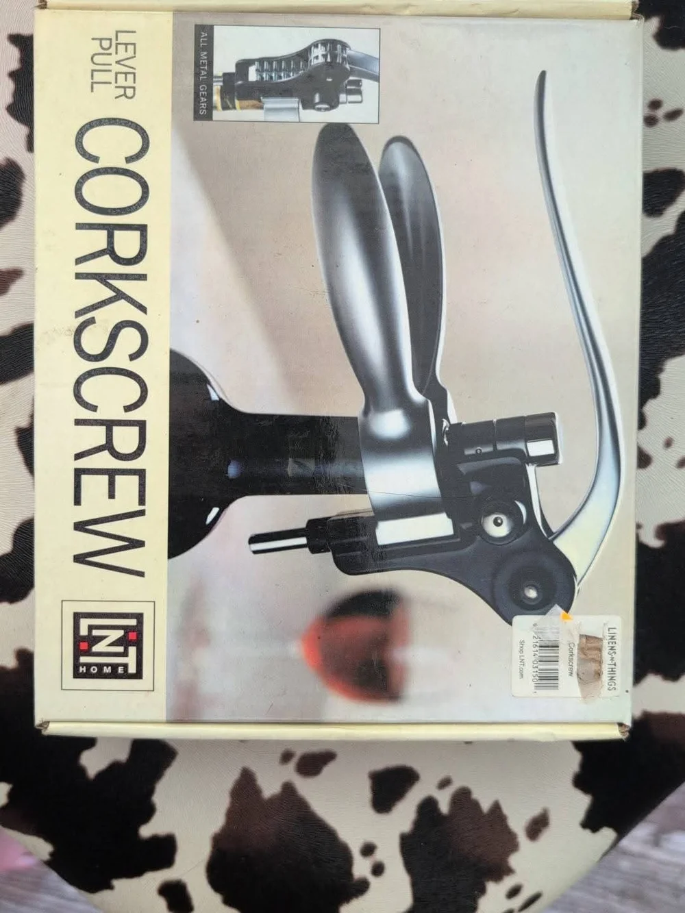 Lever Corkscrew Wine Opener in Silver and Black with Foil Cutter